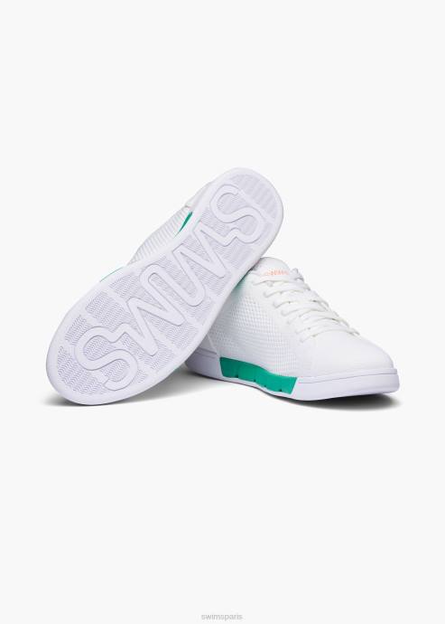 chaussure 64RP72 blanc/vert herbe tricot de tennis brise SWIMS