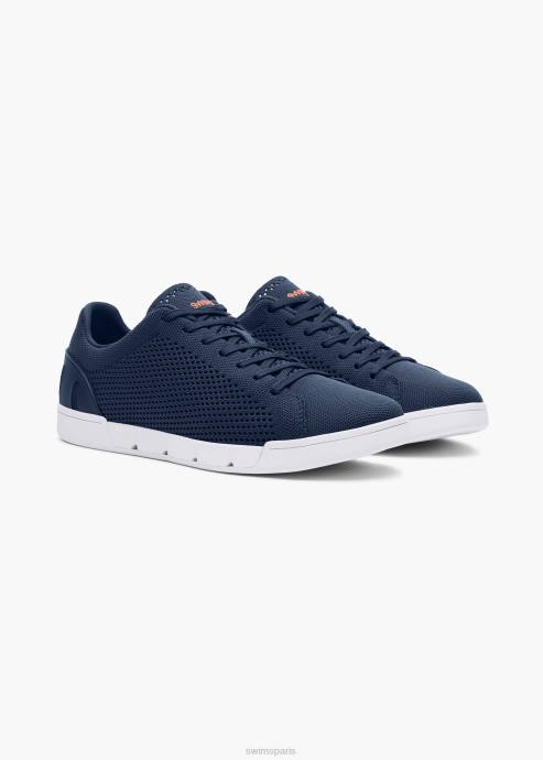 chaussure 64RP78 bleu marine/blanc tricot de tennis brise SWIMS
