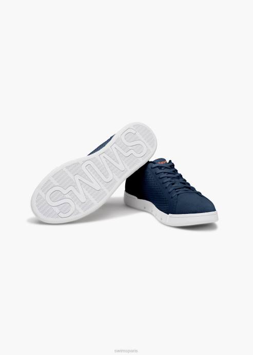 chaussure 64RP78 bleu marine/blanc tricot de tennis brise SWIMS