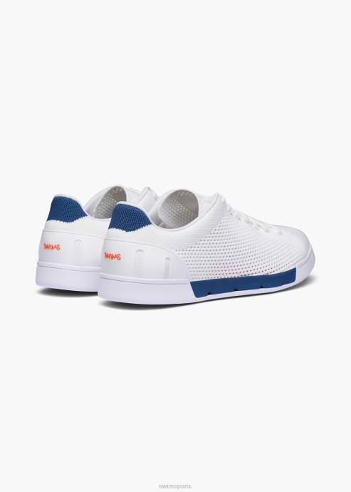 chaussure 64RP80 blanc/bleu enseigne tricot de tennis brise SWIMS