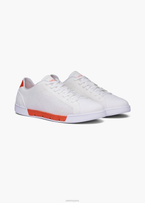 chaussure 64RP85 blanc/orange tricot de tennis brise SWIMS