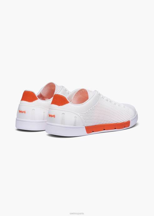 chaussure 64RP85 blanc/orange tricot de tennis brise SWIMS
