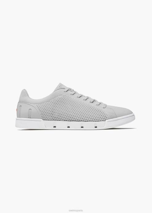 chaussure 64RP89 gris clair/blanc tricot de tennis brise SWIMS