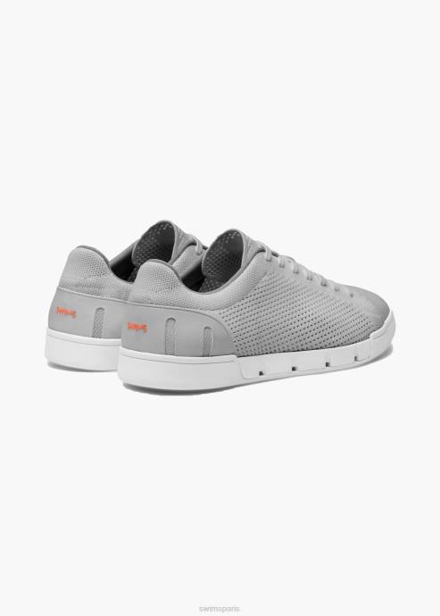 chaussure 64RP89 gris clair/blanc tricot de tennis brise SWIMS