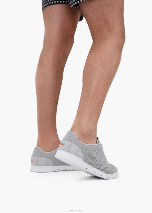 chaussure 64RP89 gris clair/blanc tricot de tennis brise SWIMS