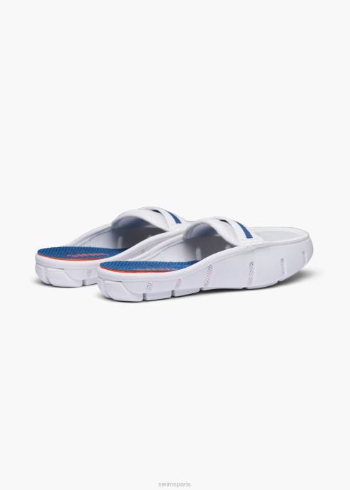 chaussure 64RP345 rayure blanche/bleue mocassin à glissière SWIMS