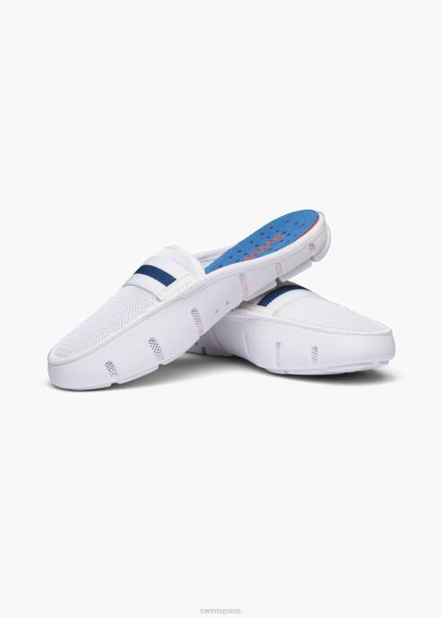 chaussure 64RP345 rayure blanche/bleue mocassin à glissière SWIMS