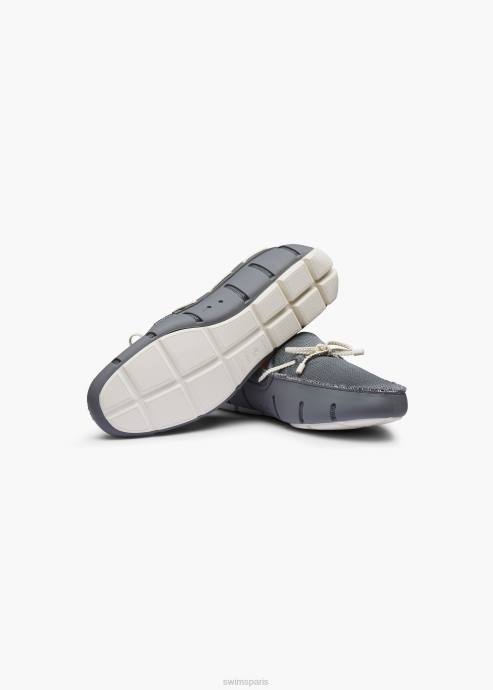 chaussure 64RP18 gris basalte mocassin en dentelle tressée SWIMS