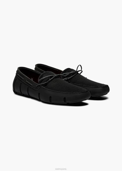 chaussure 64RP20 noir mocassin en dentelle tressée SWIMS