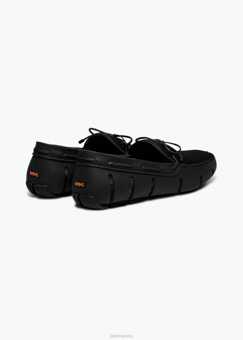 chaussure 64RP20 noir mocassin en dentelle tressée SWIMS