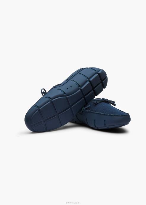 chaussure 64RP60 marine mocassin en dentelle tressée SWIMS