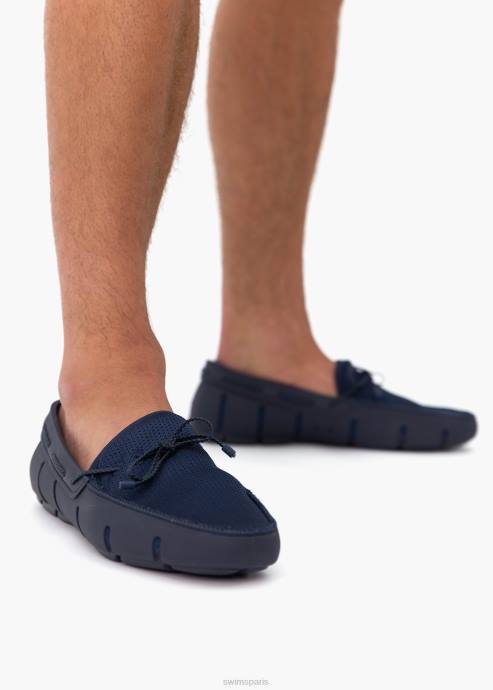 chaussure 64RP60 marine mocassin en dentelle tressée SWIMS