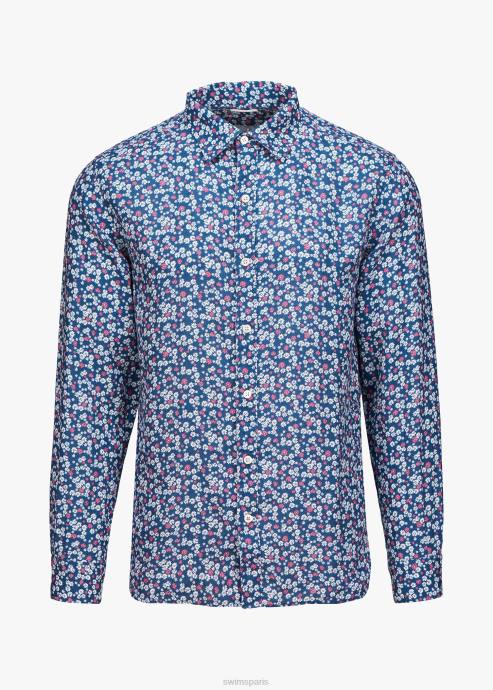 vêtements 64RP195 flore marine chemise en lin imprimé amalfi SWIMS