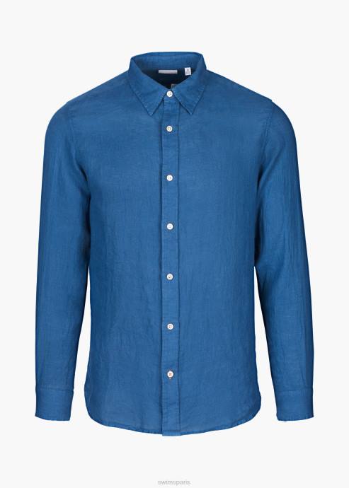 vêtements 64RP229 enseigne bleue chemise en lin amalfi SWIMS