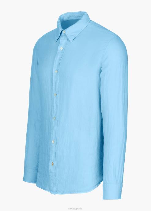 vêtements 64RP243 pulvérisation bleue chemise en lin amalfi SWIMS