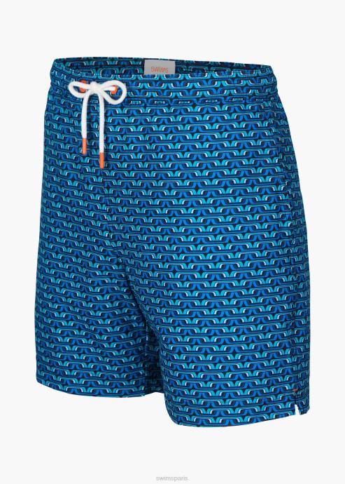 vêtements 64RP287 voile géo bleu short de bain sol 6
