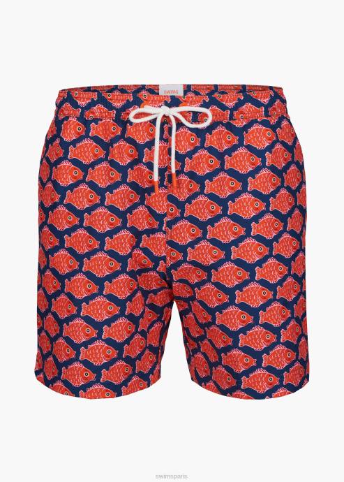 vêtements 64RP293 imprimé orange/bleu short de bain sol 6" SWIMS