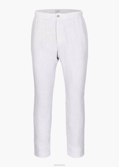 vêtements 64RP278 blanc pantalon slim en lin amalfi SWIMS