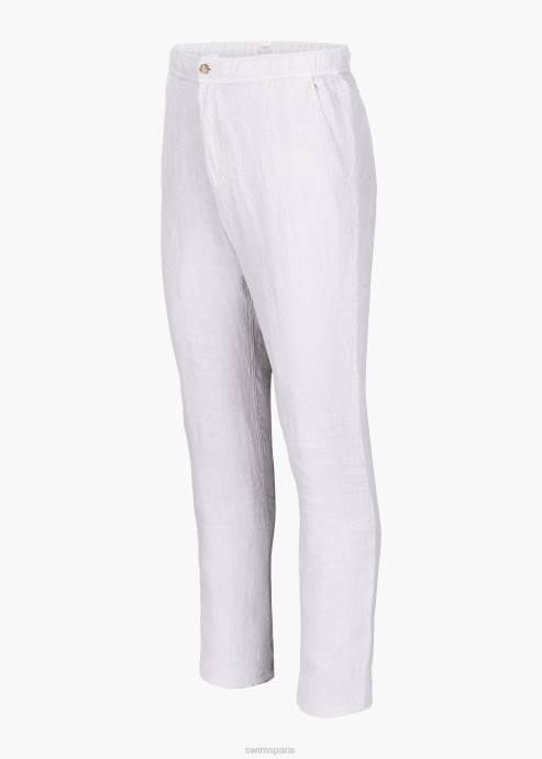 vêtements 64RP278 blanc pantalon slim en lin amalfi SWIMS