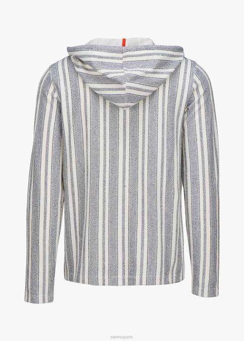 vêtements 64RP184 rayure marine sweat à capuche Tréville SWIMS