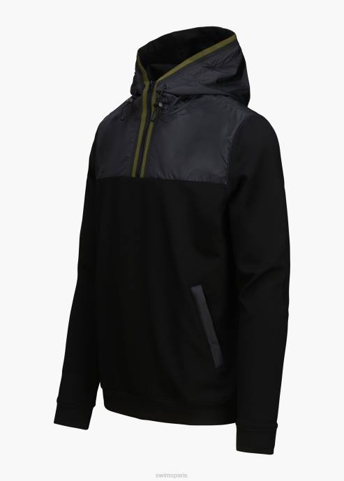 vêtements 64RP198 noir sweat à capuche Davos SWIMS